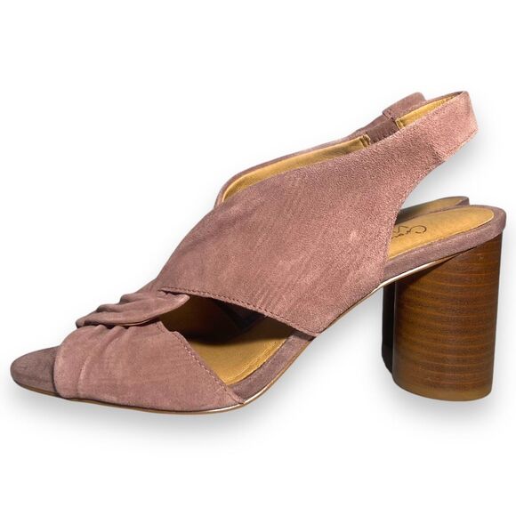 Crown Vintage Women's Poudre Pink Suede Heeled Open Toe Sandals Size 7 M /37.5 - Picture 4 of 14